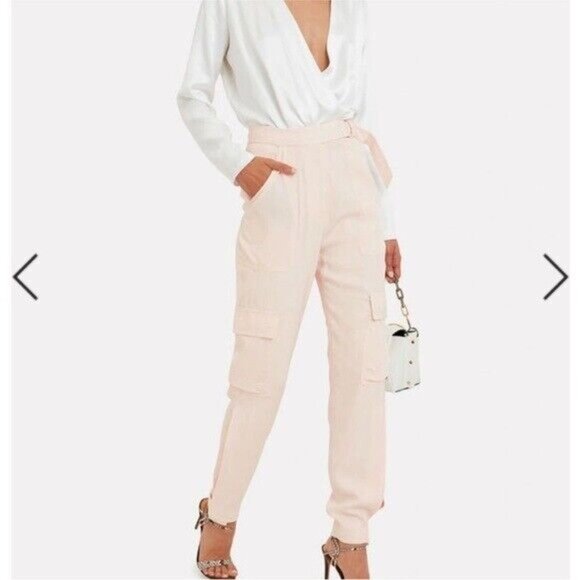 Jonathan Simkhai Light Pink Crepe Cargo Pants - Picture 3 of 12